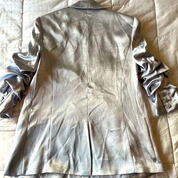 CINQ A SEPT Kylie Satin Blazer in Silver Size 00 NWT - Picture 8 of 15